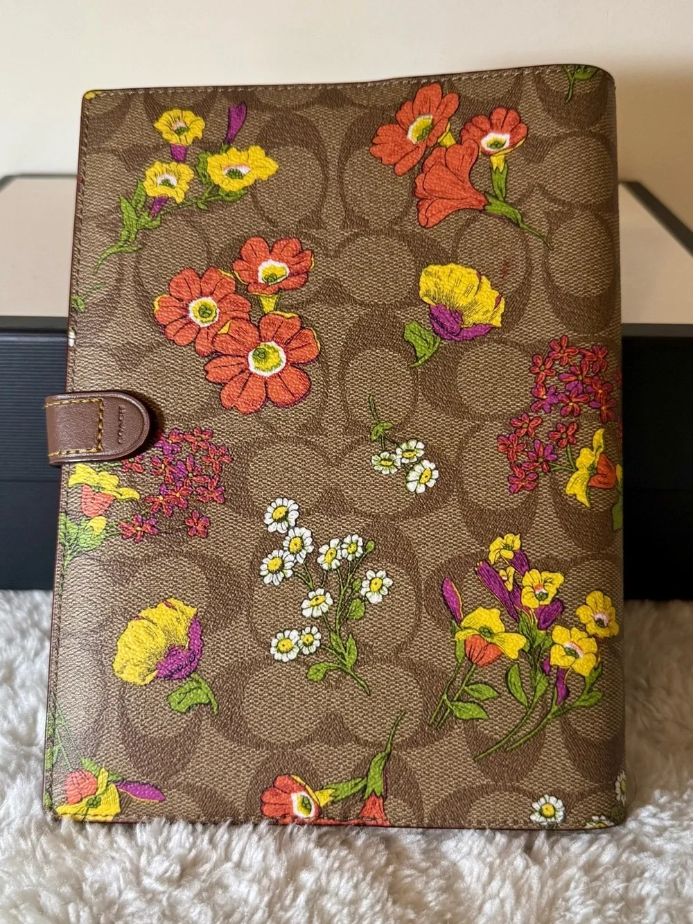 New Coach Tan & Floral Print Notebook CR423